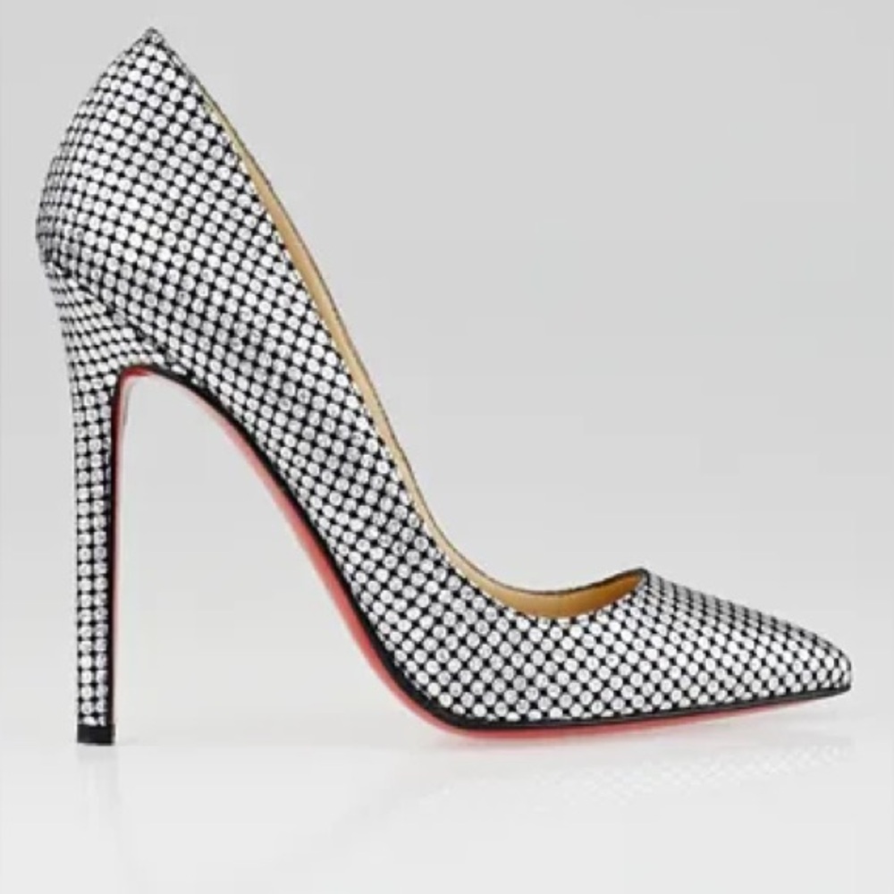 Christian Louboutin Pigalle 120 Pumps In Black & Silver Omicron
